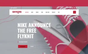 Snykers WordPress theme for a shoe store 