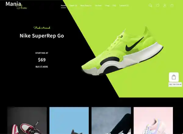 the shop Mania website WordPress theme