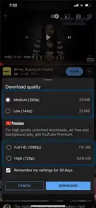 Choose the ‘Quality of the video’ for download.