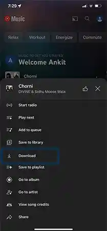 Tap the Downloads option from the drop down menu