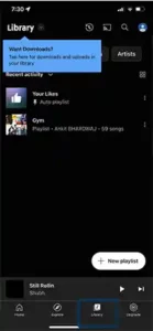 Tap the ‘Library tab’ at the bottom of the YouTube Music home screen.