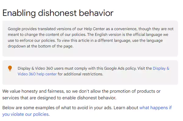 enabling dishonest behaviour