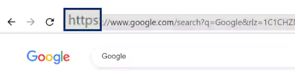 Lock icon before the URL