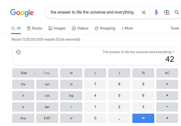 The answer to life the universe and everything