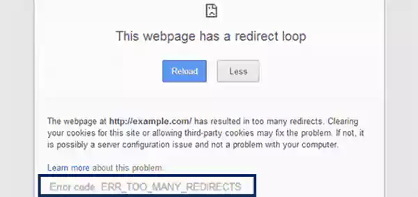 This webpage has a redirect loop error