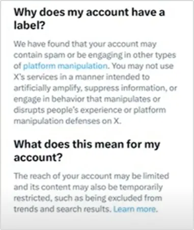 Labelled account on X