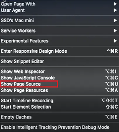 Show Page Source