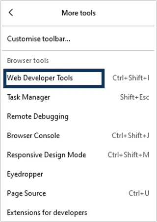 developer tool on firefox