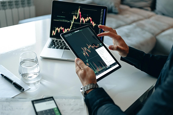 A tablet with graphs
