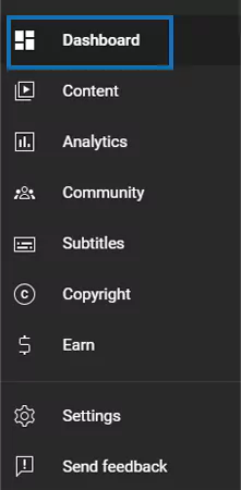 Click on the Dashboard option from the left side panel