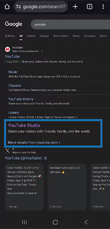 Go for the YouTube Studio option