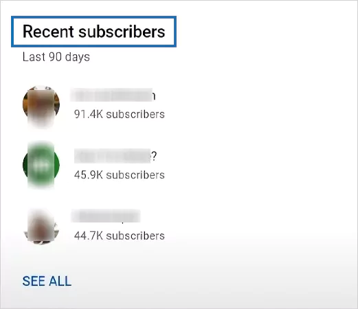 Scroll down to the Recent subscribers box