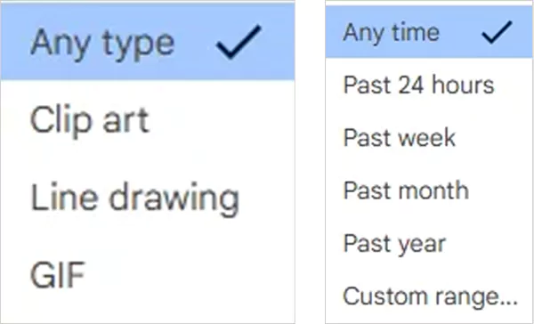 Preferences for Type and Any time