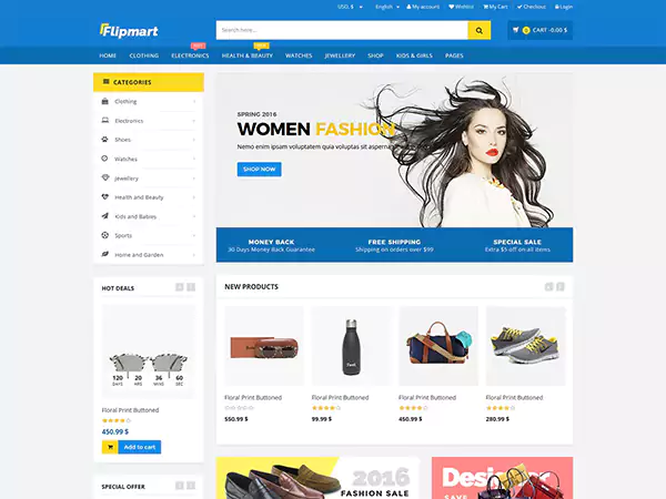 Flipmart WordPress shoe store theme