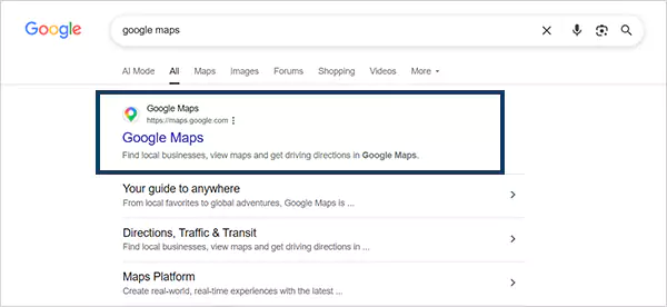 Search for Google Maps