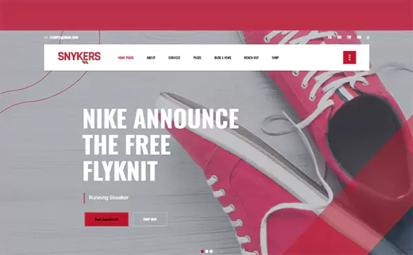 Snykers WordPress theme for a shoe store