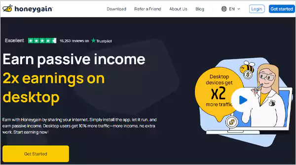 The-HoneyGain-website