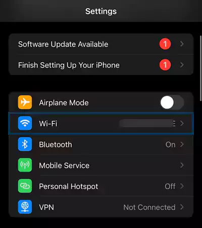 Wi-Fi-in-iPhone-settings