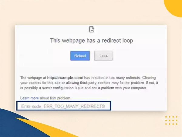 Redirect loop error shown in Chrome