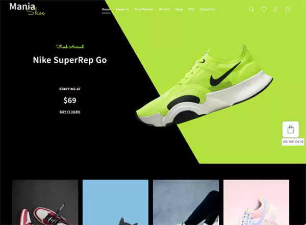 the shop Mania website WordPress theme